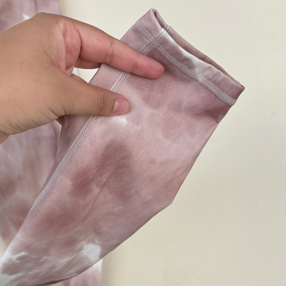 BuffBunny Pink and White Tie-Dye Leggings - Picture 7 of 7